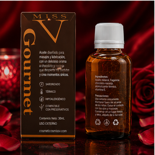 Aceite lub para masajes saborizador Chocolate y Naranja 30 ml - Imagen 3