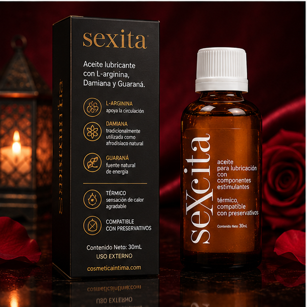 Aceite lubricante sexita con L-arginina, Damiana y Guaraná. - Imagen 2